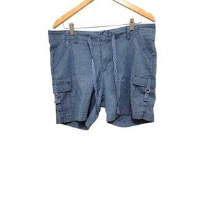 Lee Womens Blue Denim Cargo Shorts With Adjustable Side Straps & Multiple Pocket